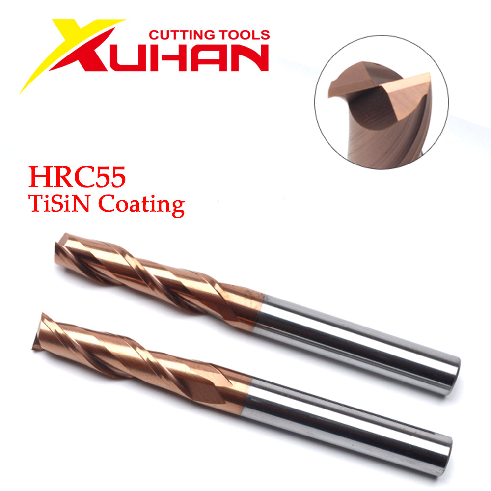 HRC55 2mm End Mill Keyseat Milling Cutter Alloy Coating Tungsten Steel Cutting Tools CNC Maching Metal Endmil 2Flutes