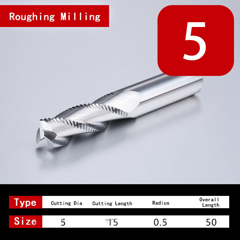 Roughing End Mill HRC55 Solid Carbide 3 Flutes 4 Teeth for Aluminum Iron MDF Fiberglass Acrylic Wood Copper Plastic