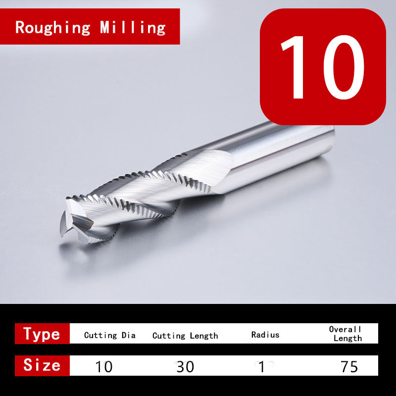 Roughing End Mill HRC55 Solid Carbide 3 Flutes 4 Teeth for Aluminum Iron MDF Fiberglass Acrylic Wood Copper Plastic