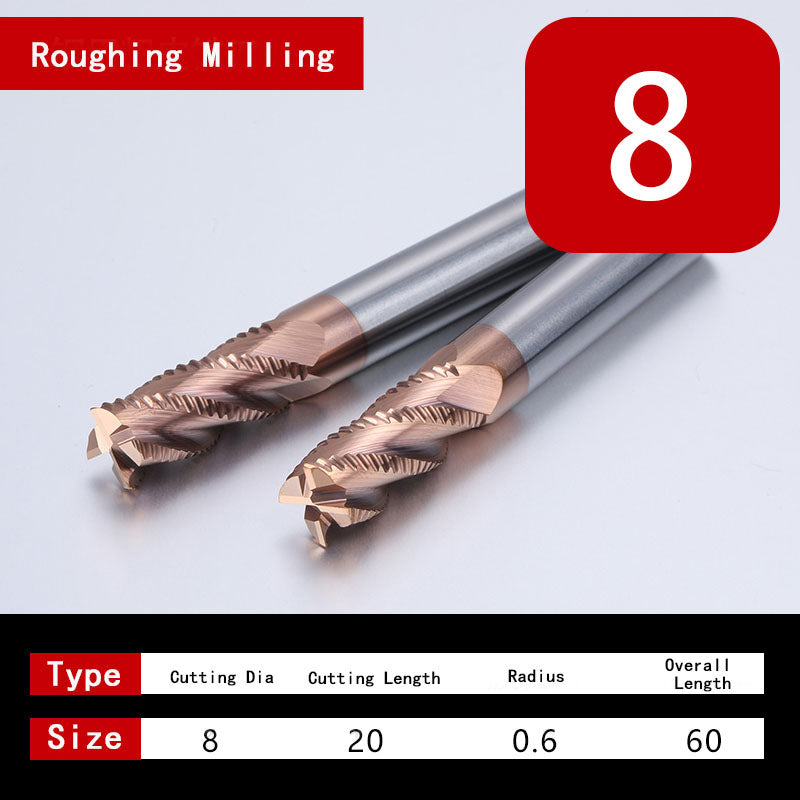 Roughing End Mill HRC55 Solid Carbide 3 Flutes 4 Teeth for Steel Iron  MDF Fiberglass Acrylic Wood Copper Plastic