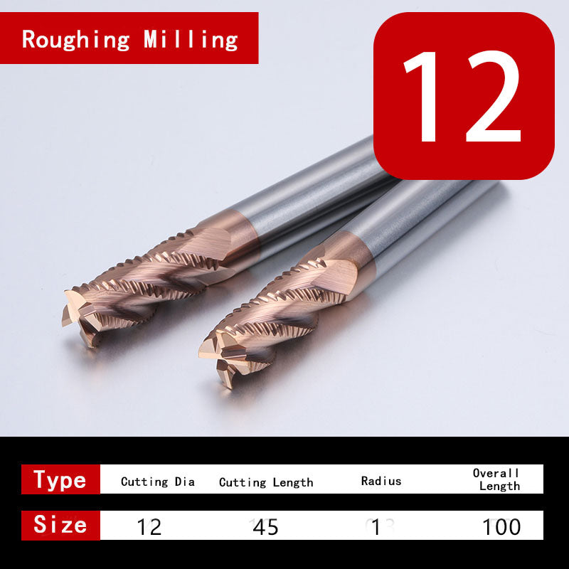 Roughing End Mill HRC55 Solid Carbide 3 Flutes 4 Teeth for Steel Iron  MDF Fiberglass Acrylic Wood Copper Plastic