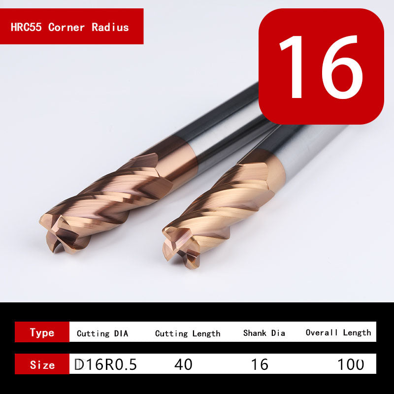 HRC55 4Flutes Corner Radius End Mill CNC R Bullnose Cutter Tungsten Carbide Steel Metal Router Tool 3 4 Flutes R0.5 R1 Surface Machining hrc55 corner radius end milling