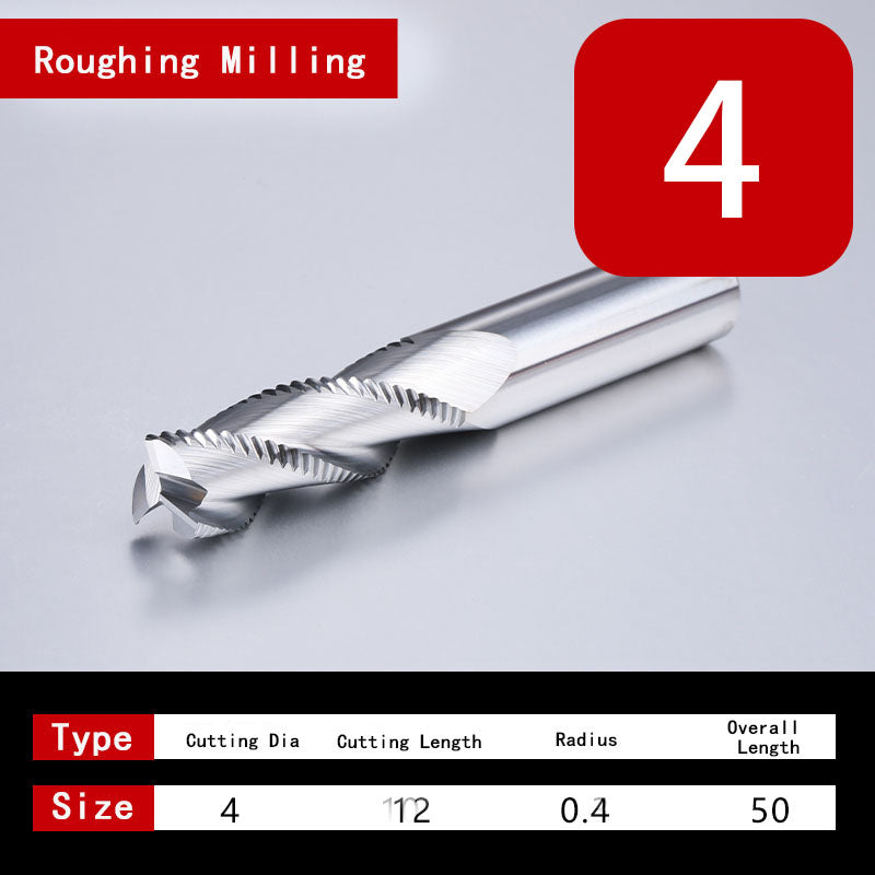 Roughing End Mill HRC55 Solid Carbide 3 Flutes 4 Teeth for Aluminum Iron MDF Fiberglass Acrylic Wood Copper Plastic