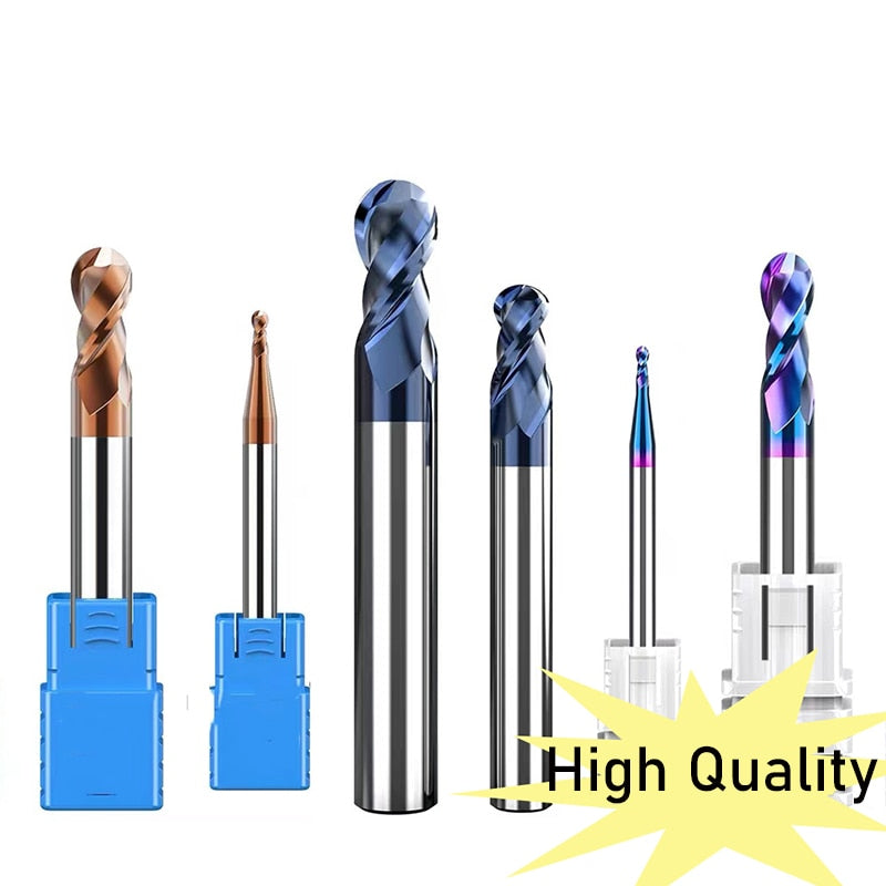 Ball Nose End Mill Tungsten Carbide Cutter CNC Router Bit Milling Tool R0.5 6mm 8mm 10mm HRC50 55 65 2 4 Flute