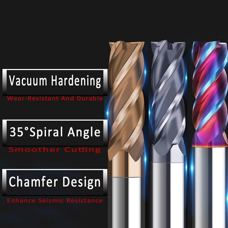 Xuhan HRC50 55 65 Carbide 4 Flutes End mill Milling Cutter Alloy Coating Tungsten Steel Endmills Cutting tool CNC Machining