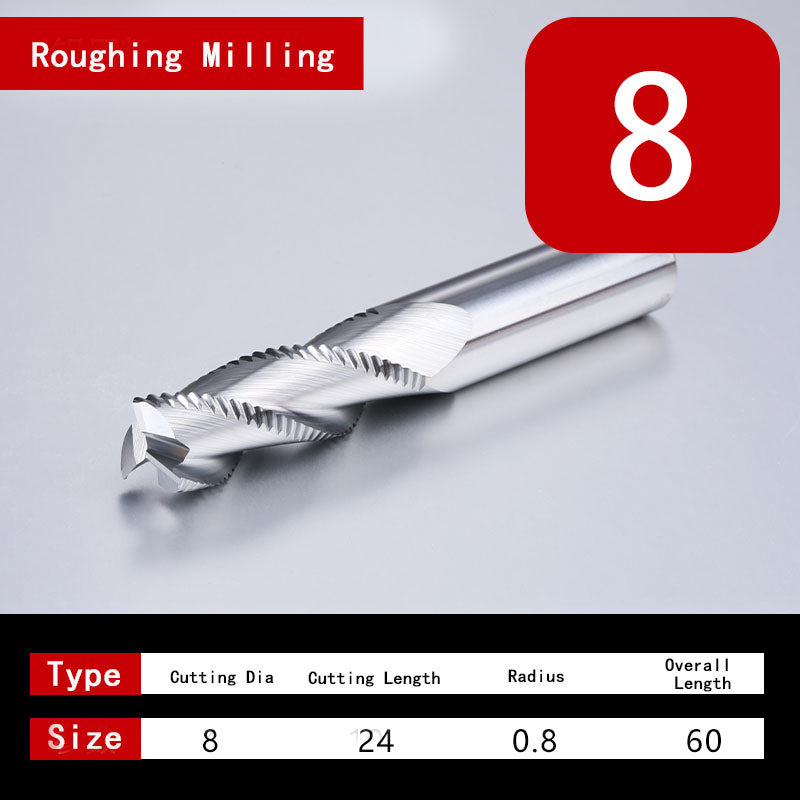 Roughing End Mill HRC55 Solid Carbide 3 Flutes 4 Teeth for Aluminum Iron MDF Fiberglass Acrylic Wood Copper Plastic